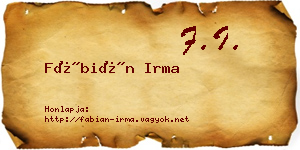Fábián Irma névjegykártya